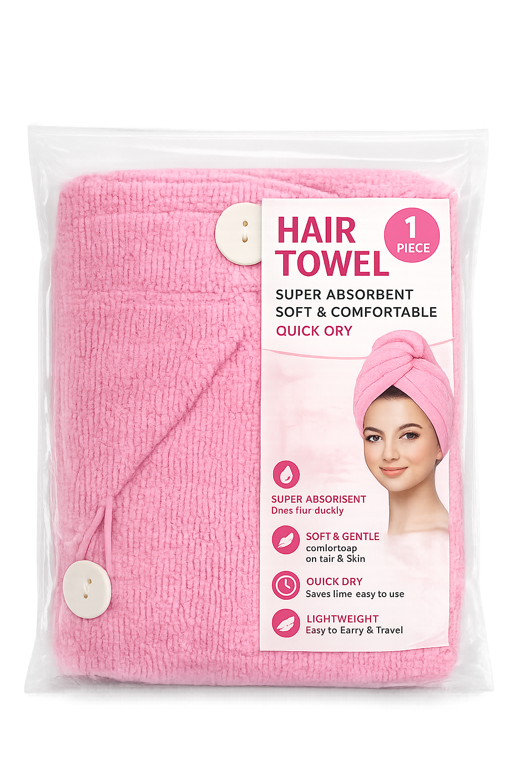 Microfiber Hair Towel Wrap for Women | Quick Dry Super Absorbent Hair Drying Turban with Elastic Loop, Soft Lightweight Anti-Frizz Head Towel for Long, Curly & Thick Hair, Fast Dry Hair Wrap (Pack of 1, Assorted) - Image 1